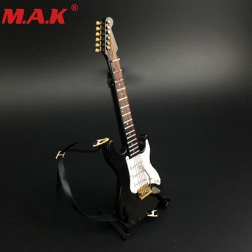 Mini musical ornaments 1/6 scale black folk electric guitar model instrument fit for 12" action figure accessories collections