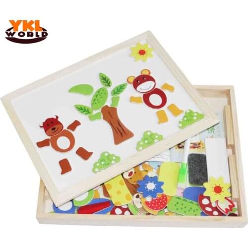 Multifunctional Educational Wooden Magnetic Puzzle Toys for Children Kids Toys Babys Erasable Drawing Board Animal Jigsaw (S8