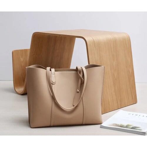 Fashionable large capacity womens leather shopping bag