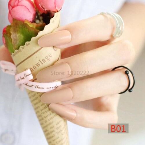 2020 Fashion Pointed long oval candy false nails tail tip Nail tablets light blown B01
