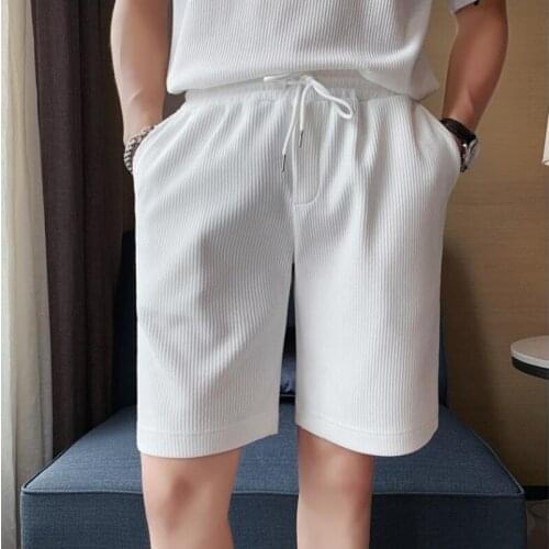 2021 White Shorts Men Japanese Style Running Sport Shorts for Men Casual Summer Elastic Waist Solid Shorts White black Clothing