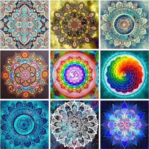 Full Square/ Round Diamond Painting Set Mandala 5D DIY Diamond Embroidery Mosaic Flower Art Cross Stitch Living Room Decoration
