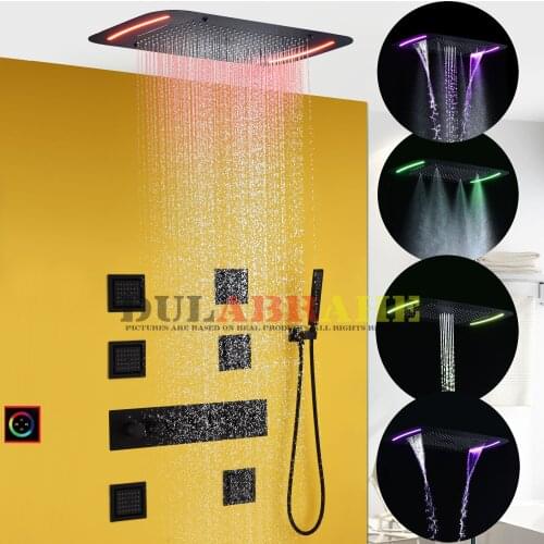 Bathroom Shower Faucet Set Hot And Cold Thermostatic Shower Bath Mixer Valve Rain LED Shower Head
