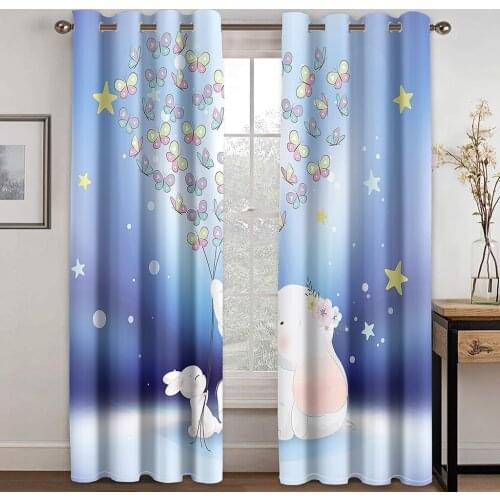 3D Night Cute Animal Warm Pattern Blackout Curtain Set Hook, Suitable for Home Curtains In Living Room and Childrens Bedroom