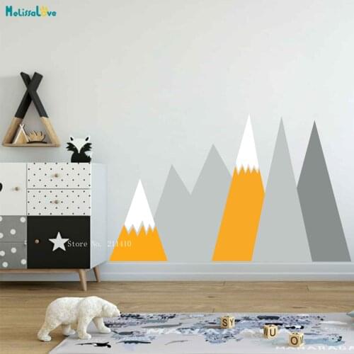 Custom Colors Mountains Wall Art Headboard Decal Kids Protection Baby Room Self Adhesive Sticker Vinyl Pattern Decor YT2463A