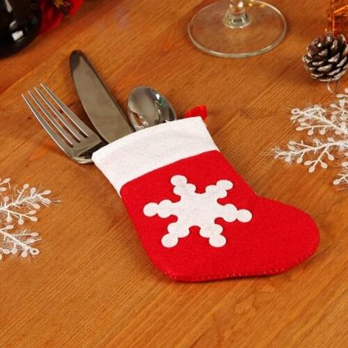 Merry Christmas Decoration Tableware Non-woven Christmas Socks Knife and Fork Bag Xmas Gift Holiday Decoration 2022 New Year