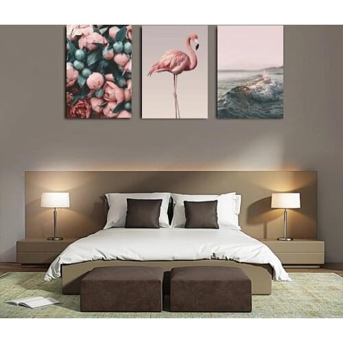Nordic Romantic Flamingo Rose Sea Canvas Paintings Poster and Print Wall Art Abstract Picture for Living Room Home Decor Cuadros