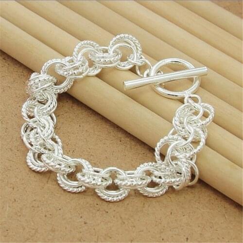New 925 Sterling Silver Bracelet Circle Bracelet for Women & Men Glamour Jewelry Gifts