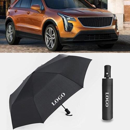 New Full Automatic Business Folding Male Female Parasol For Cadillac Auto Logo Emblem Umbrella Rain Windproof Luxury