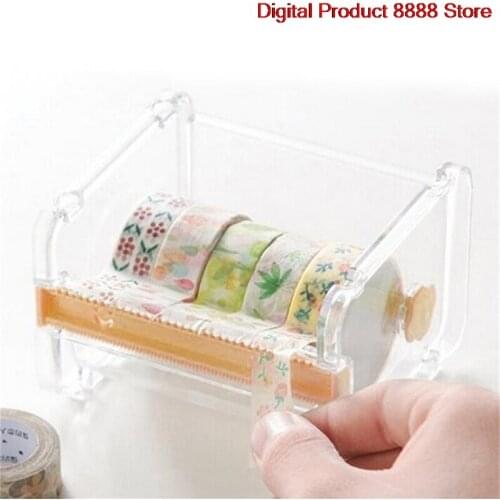 Office Stationery Creative Washi Tape Cutter Set Tool Transparent Holder Dispenser School Supplies