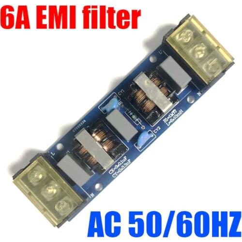 6A EMI Power Filter Board AC 110V 220V POWER Purifier Speaker Amplifier Noise Impurity Purifier Filtering Noise Impurities