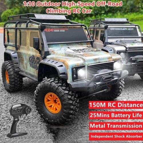 Professional Off-road Climbing Remote Control Car 4WD 1:10 Metal Transmission Independent Shock Absorbers RC Buggy With Lights