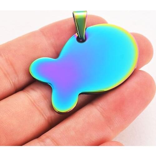 Dropship 5 Colors Stainless Steel Fish Shape ID Dog Tags Necklace Military Army 316L ID Pendant Jewelry With round bead chain