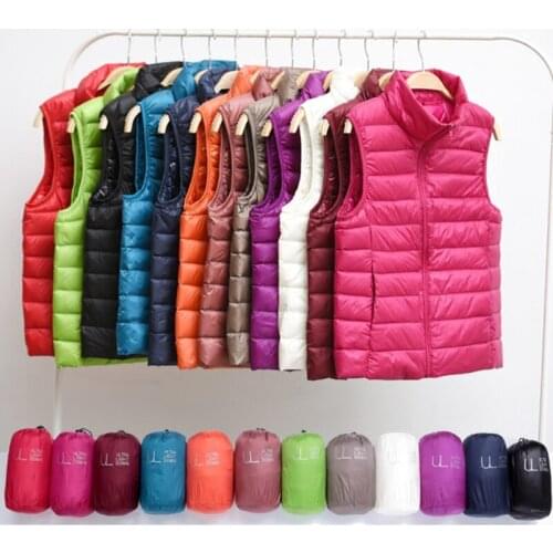 Autumn Winter Stand Collar Slim Short Ultra Light Down Vest women Korean style Casual clothes thin oversize Warm Down jackets