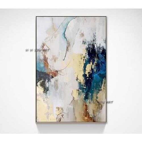 Hand Painted Abstract Oil Painting On Canvas Bright Color Style Minimalist Modern Wall Art Decorative For Living No Frame