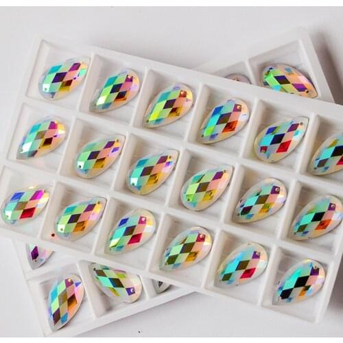 New Styles Matte Frost Crystal AB K9 Glass Mirror Sew On Rhinestones Sewing Stones Crystal Strass with Holes Garment GYM Suit