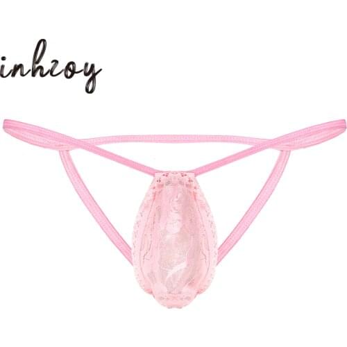 Men Sissy Thongs Lace Transparent See Through G-strings Men Underwear Sexy Gay Penis Tanga Sex Wear