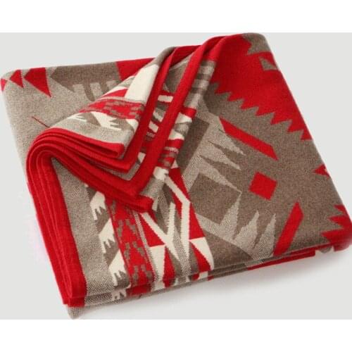 Knitted 100% Cashmere Blanket Geometric Luxury Brand Warm Thick Cashmere Large Stole Oversize Bed Sheet Large Shawl Top