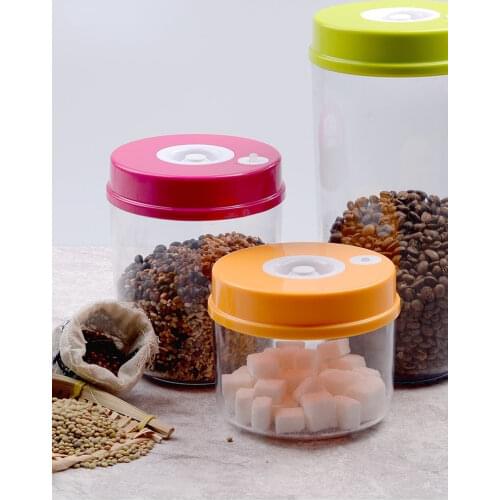 Vacuum Food Container Large Capacity Coffee Canister with Pump Fresh Keeping Food Sealer Round Shape Kitchen Storage jars