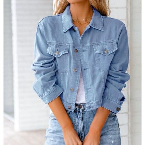 Womens Denim Jacket Spring Autumn Short Coat Pink Jean Jackets Casual Tops Pink Black White Loose Outerwear