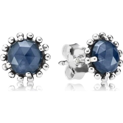925 Sterling Silver Earrings with Midnight Earrings Blue Crystal Stud Earrings for Women Anniversary Jewelry