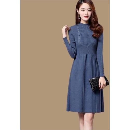 New Fashion 2020 Autumn Winter Women Long Sweater Dress Pullovers Warm Knitted Sweaters Pullover Dresses Lady