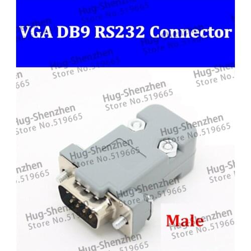 10pcs VGA DB9 RS232 9-core serial straight male VGA Connector,housing shell set