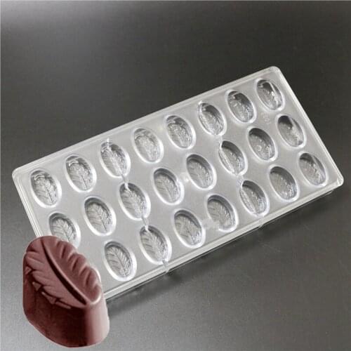 24 cavities small leaves shaped Hard Polycarbonate Chocolate Mould PC Candy Pasta Tool Injection PC Cake Mold