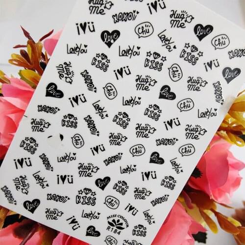 3D Stickers for Manicure Cute English Letters I Love You Designs Nail Decoraciones Sticker Self Adhesive Sliders foil on Nails