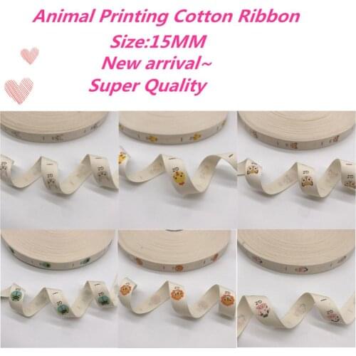 5 Yards/lot 15mm Cotton Ribbon Handmade Design Printed Cotton Ribbons For Wedding Christmas Decoration DIY Sewing Fabric