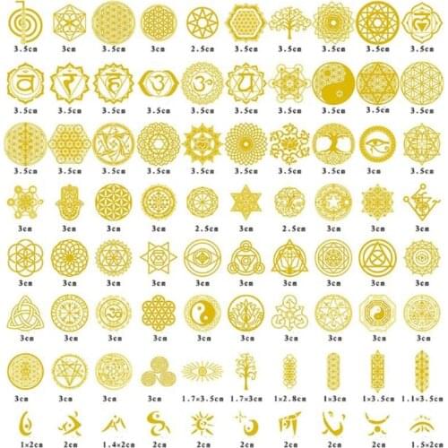 80Pcs Sacred Geometric Copper Orgonite Sticker Flower Life Tree DIY Energy Tower Pyramid Material Epoxy Resin Art Crafts