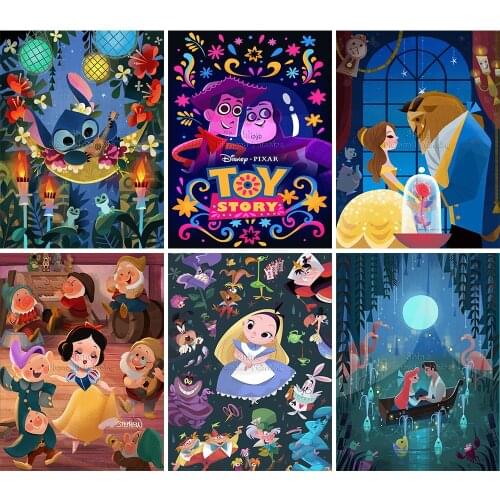 5D DIY Diamond Painting Cartoon Disney Mosaic Set Animal Children Art Landscape Full Square Round Embroidery Home Decor Gift