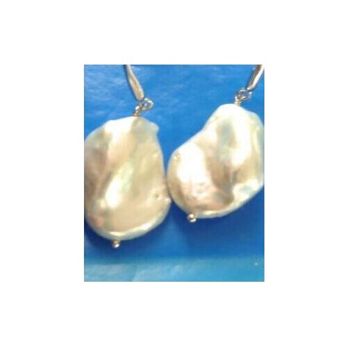 >>noble jewelry SPECTACULAR STERLING SILVER FINE BAROQUE PEARL DROP EARRINGS