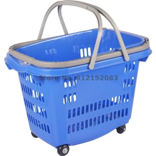Increase Custom Four-wheeled Trolley Shopping Basket Supermarket Mall Plastic Basket Convenience Store Ktv Shopping Basket Shopp