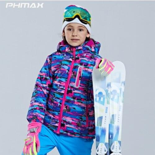 PHMAX Kids Ski Jacket Children Outdoor Sports Snowboard Jacket Boys Girls Waterproof Windproof Snow Running Skiing Clothing