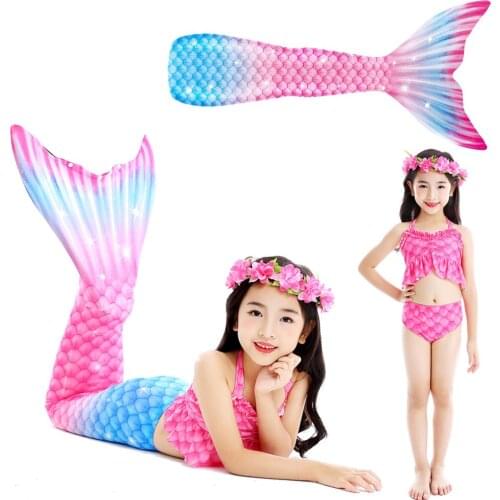 Childrens Swimming Suit Bikini Set Girl Summer Swimsuit Mermaid Tail Cosplay Costumes Halloween Costume Beach Swimwear 2020