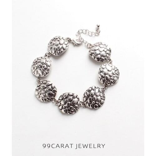 Nine nine carat European and American fashion gold texture pictograph stone round chain bracelet female (NF)