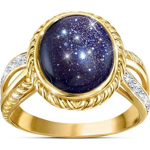 Elegant Women Starry Sky Rhinestone Inlaid Twist Band Ring Wedding Jewelry Gift