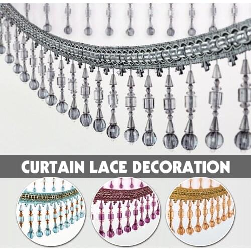 3Meter European Curtain Lace Crystal Beads Decoration Lace Tassel Fringe Accessories Pendant Ball Pumpkin Beads Decorative