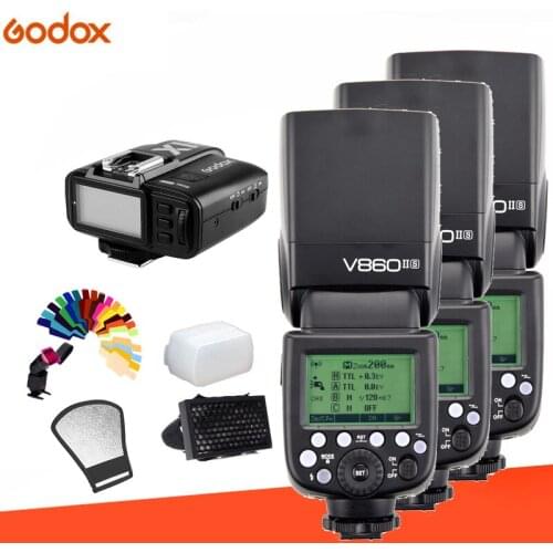 Godox Flash V860II * 3 Li-Battery E-TTL HSS 1/8000s Camera Flash Speedlite + XIT Trigger + Gift kit for Canon Nikon Sony Olympus