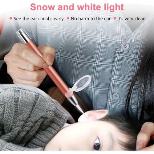 Ear Cleaning LED Light Ear Cleaner Spoon Earpick Baby Ears Cleaning Tool with Magnifier Two Spoons Ear Care Tool Ear Wax Removal