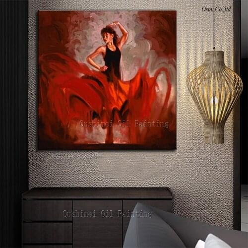 Beautiful Colors Hangs On Wall Dancer Oil Painting Handmade Abstract Spanish Lady Dancer Oil Paintings On Canvas Free Shipping