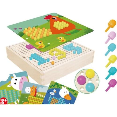 Creative 3D Peg Board Mushroom Intelligent Toy, Jigsaw Puzzle DIY Games for Kids and Toddlers Intelligence Exercise