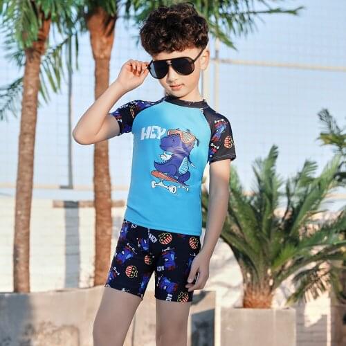 Boy Swimwear 3 Piece Swimsuit Age 2-12 Baby Boy Kid Child Summer Swim Wear Shorts Cartoon Print Toddler Swimming Trunks with Hat