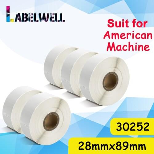 Labelwell 1750pcs/ 350pcs 28mm*89mm Thermal Paper 30252 label 1Roll/5Rolls compatible for DYMO LW label maker 4XL 450 450 Turbo