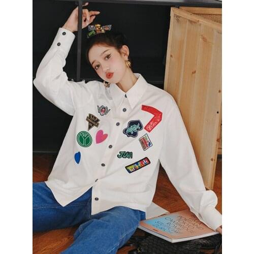 LiaoShiKeerQiaoWa Womens White Shirts