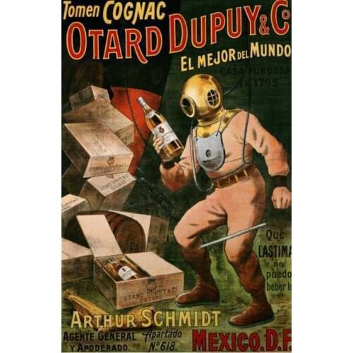 COGNAC OTARD DUPUY 1910 METAL TIN SIGN POSTER WALL PLAQUE