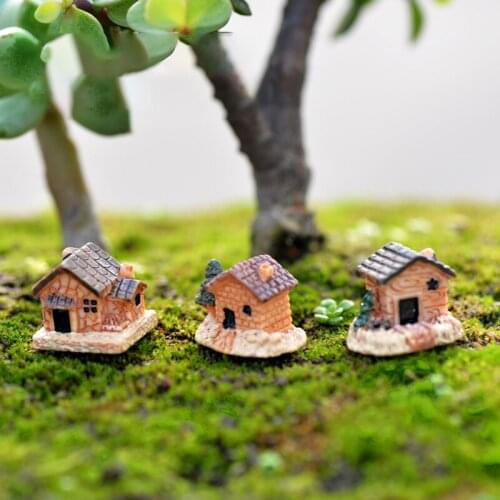 Mini Small House Cottages DIY Toys Crafts Figure Moss Terrarium Fairy Garden Ornament Landscape Decor Random Color Dollhouse