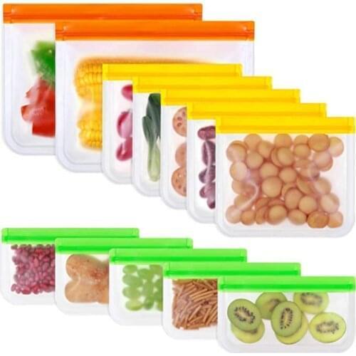 1/3Pcs Food Storage Bag Reusable Leakproof Freezer Bag Snacks Bread Meat Fresh Bag Ziplock Silicone Bags Kitchen Organizer