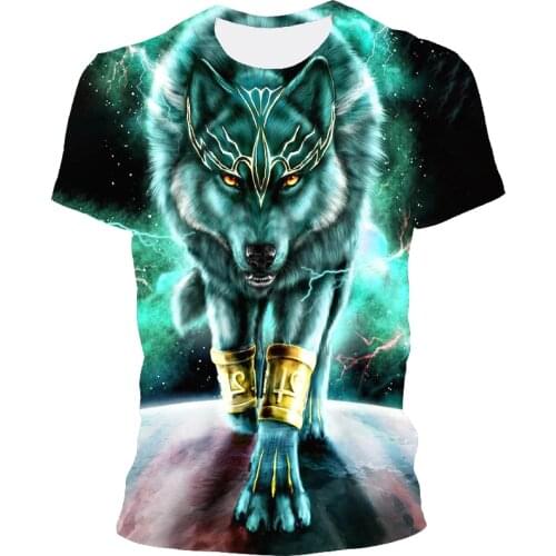 Mens t-shirt 3D printing t-shirt new wolf pattern round neck tshirt hip-hop street Harajuku top, plus plus size street clothing
